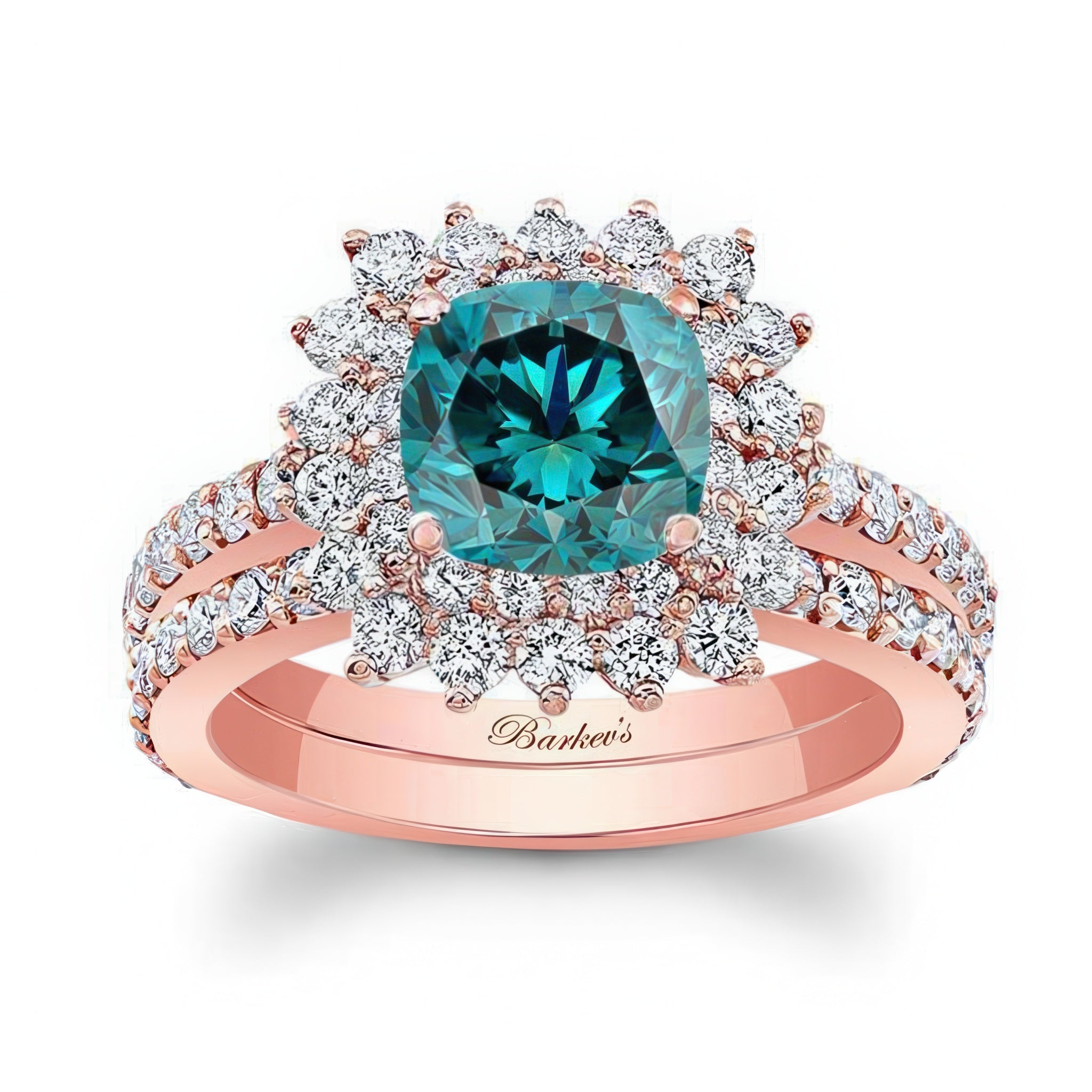 Starburst Blue And White Diamond Wedding Ring Set