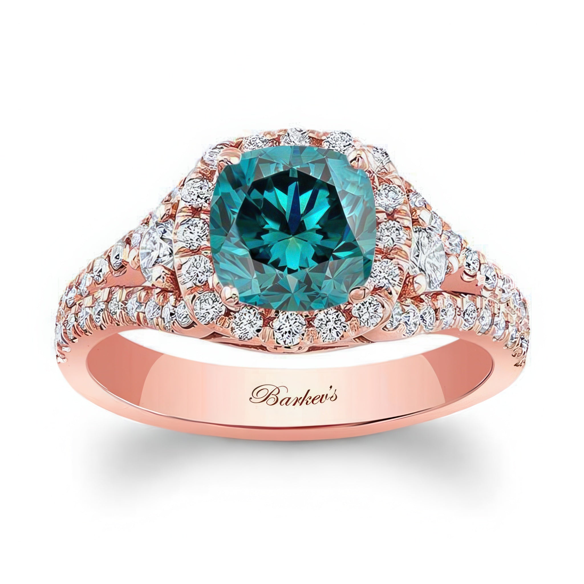 1.5 Carat Cushion Cut Blue And White Diamond Ring