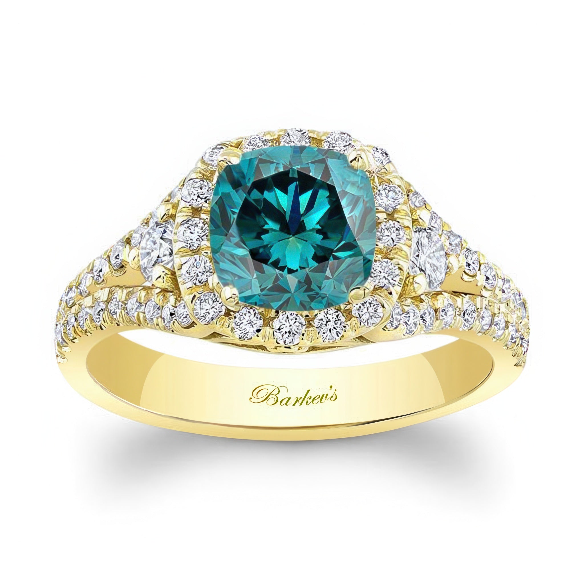 1.5 Carat Cushion Cut Blue And White Diamond Ring