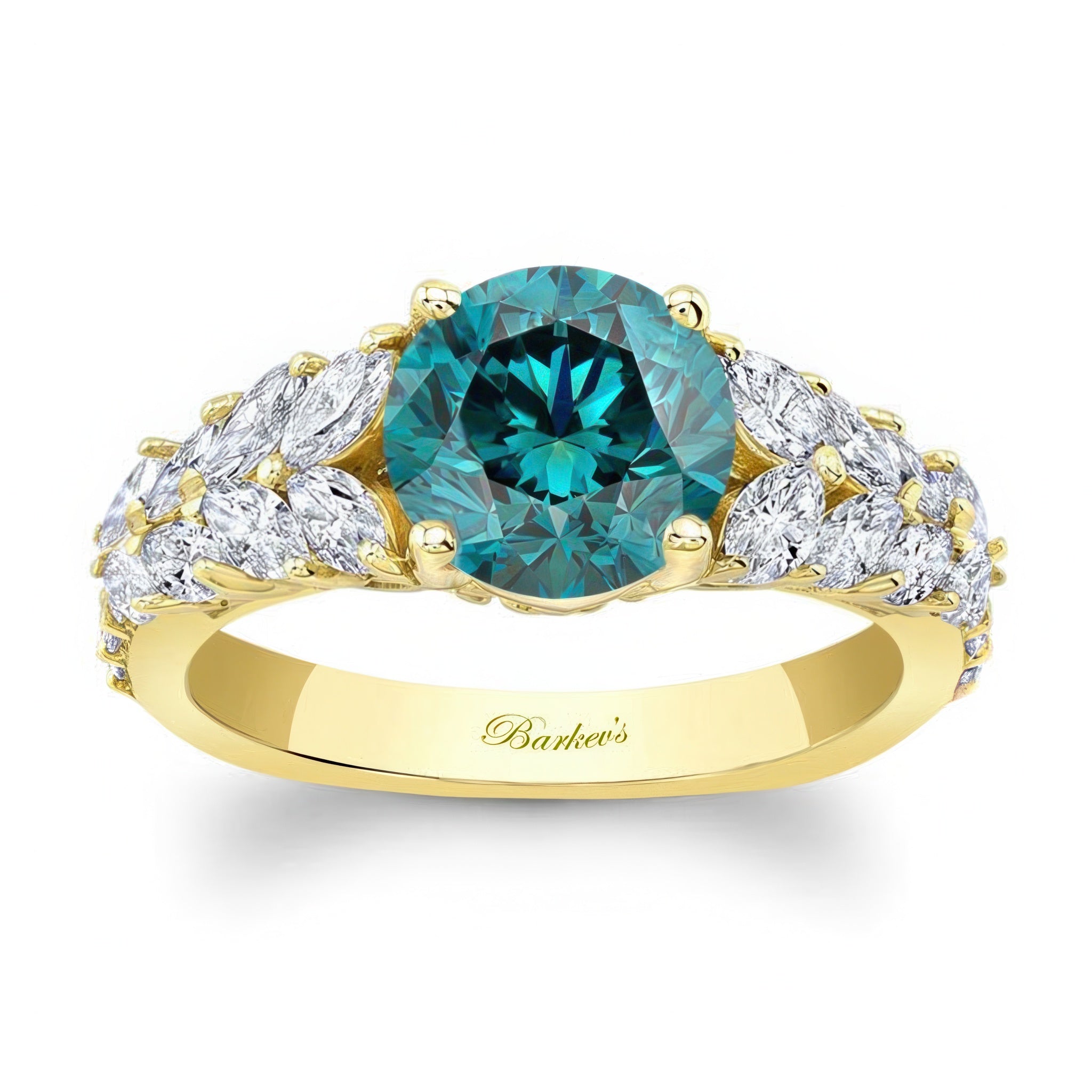 2 Carat Round Blue And White Diamond Engagement Ring