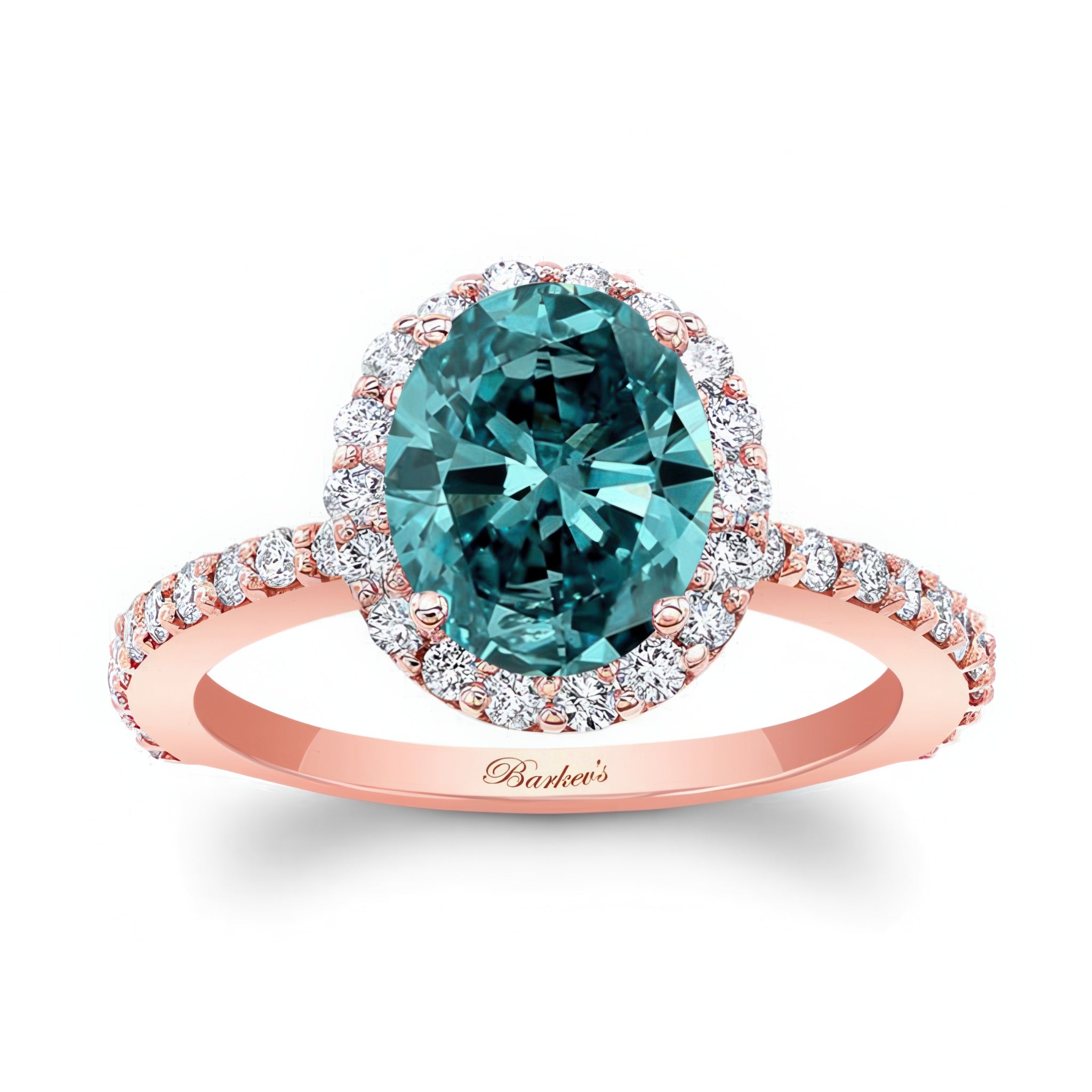 2 Carat Oval Blue And White Diamond Halo Engagement Ring