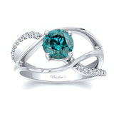 Open Shank Blue And White Diamond Ring