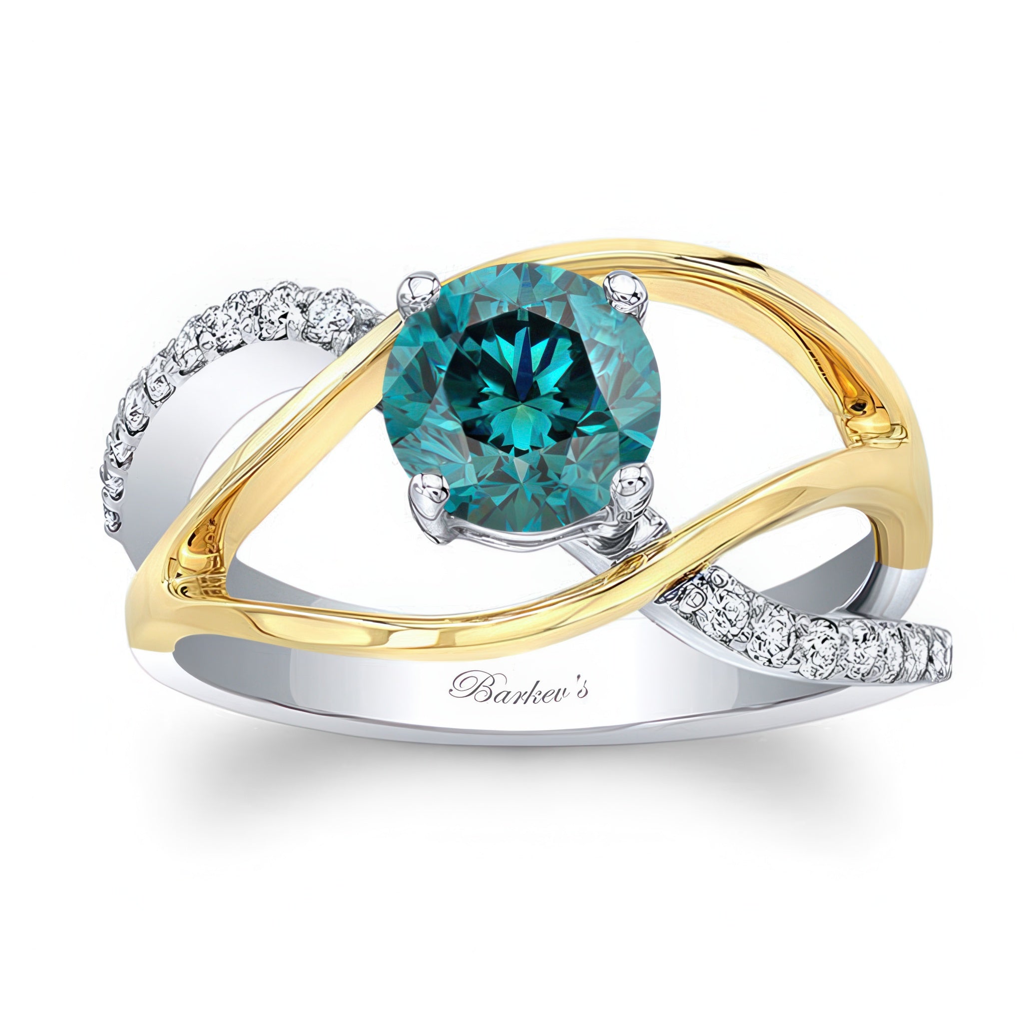 Open Shank Blue And White Diamond Ring