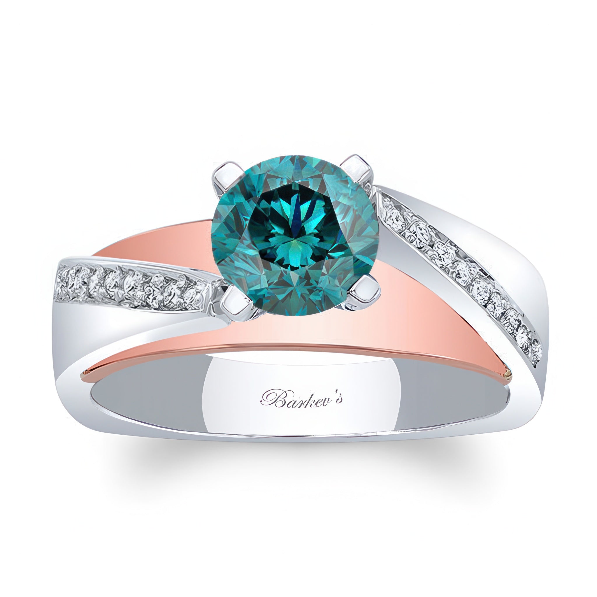Split Shank Pave Blue And White Diamond Engagement Ring