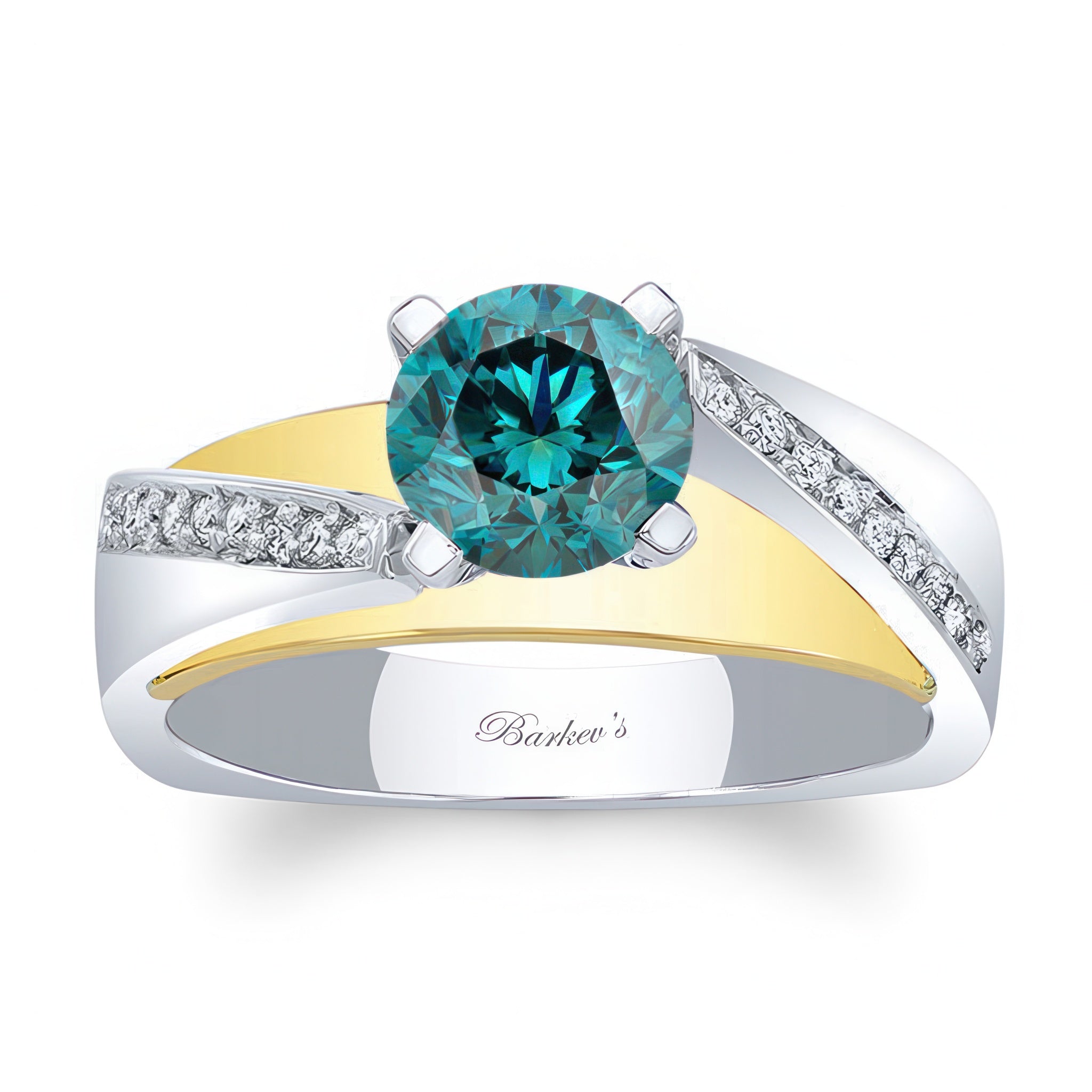 Split Shank Pave Blue And White Diamond Engagement Ring