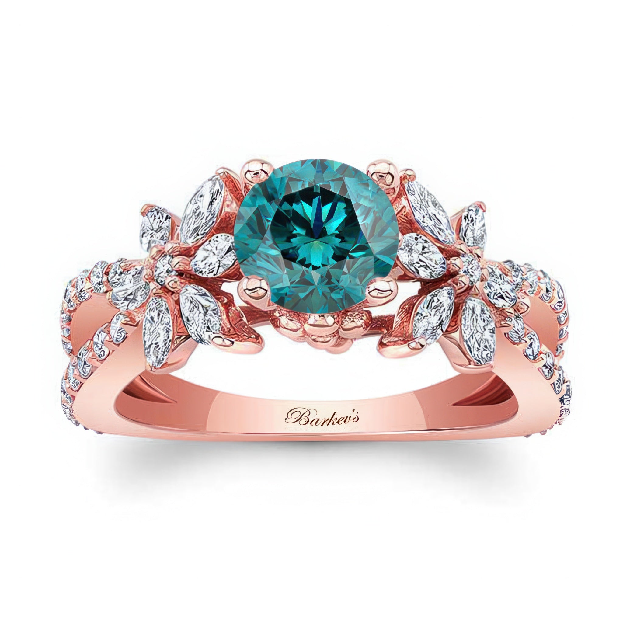 Blue And White Diamond Flower Ring