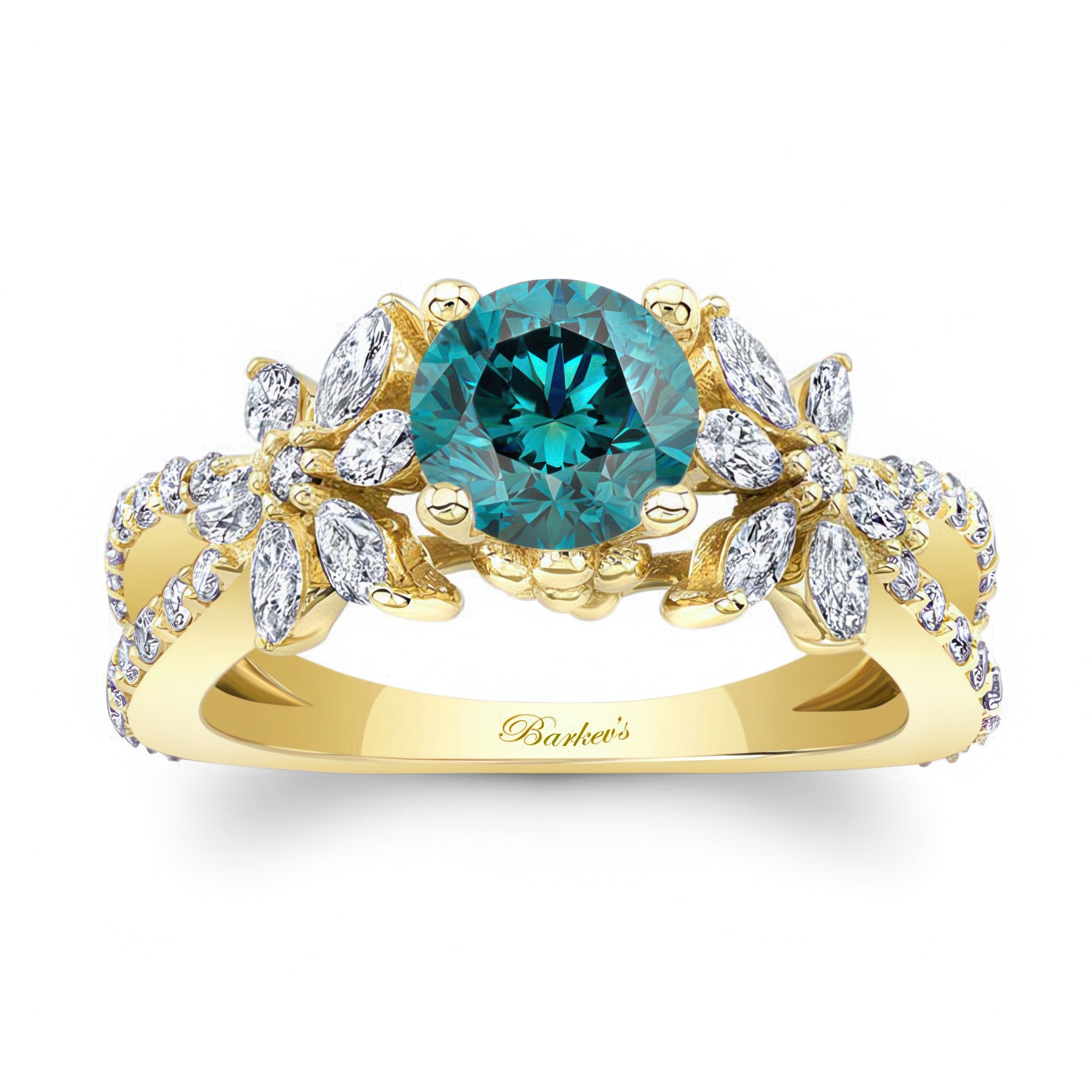 Blue And White Diamond Flower Ring