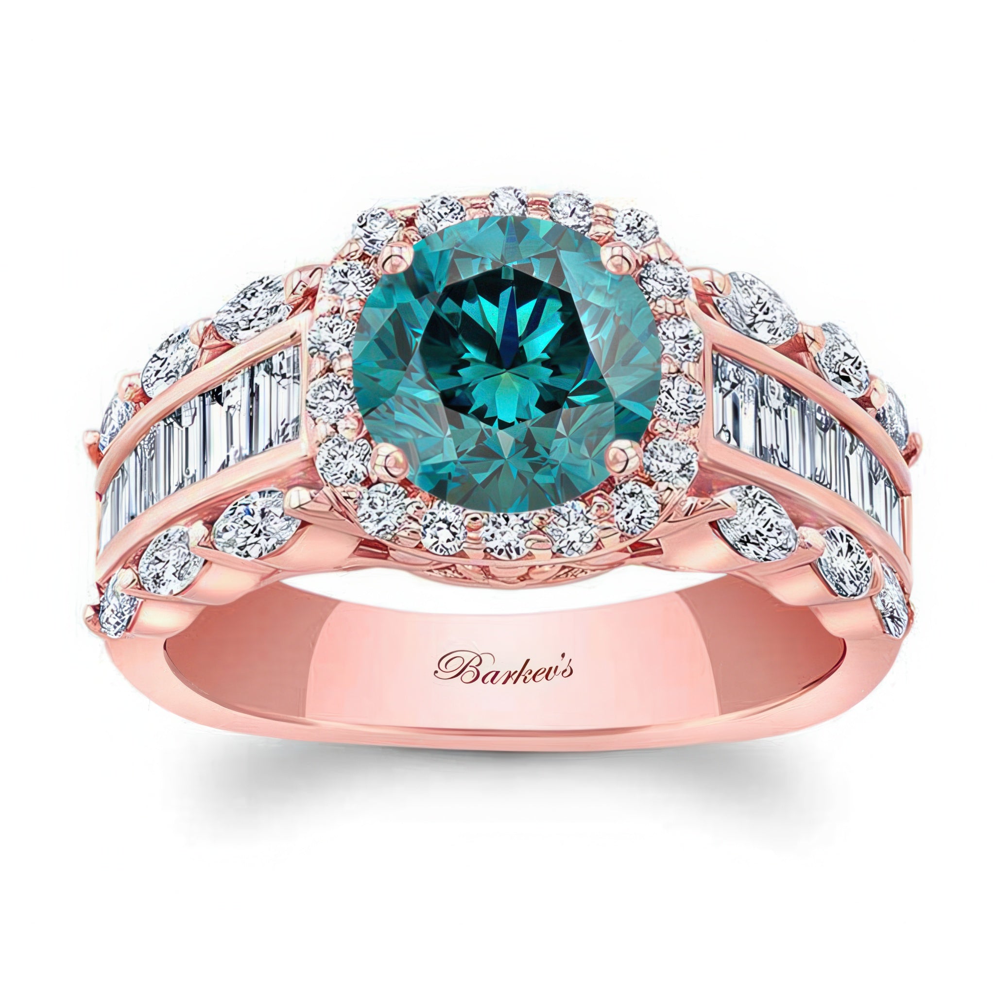 Blue And White Diamond Baguette Ring