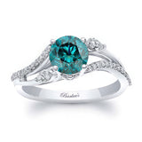 Curved Split Shank Blue And White Diamond Ring