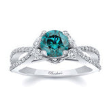 Blue And White Diamond Leaf Ring