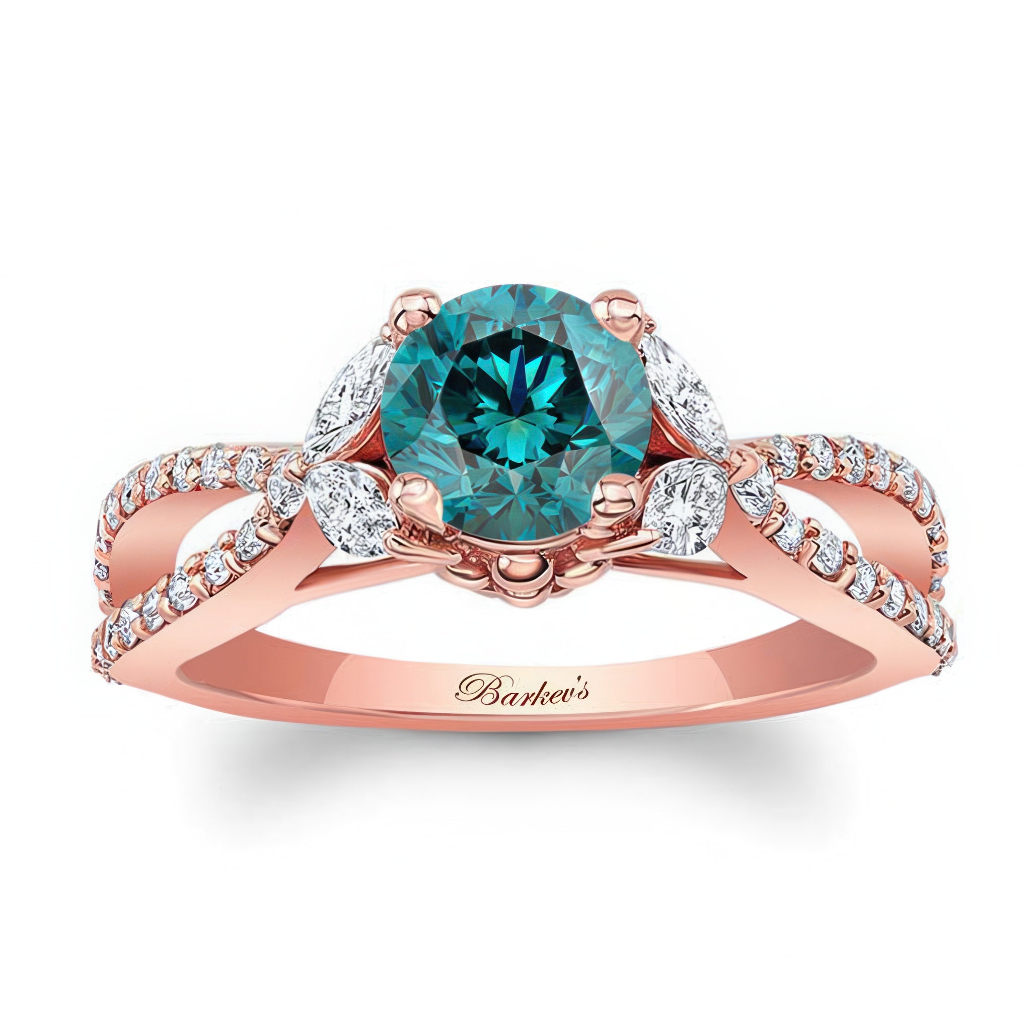 Blue And White Diamond Leaf Ring