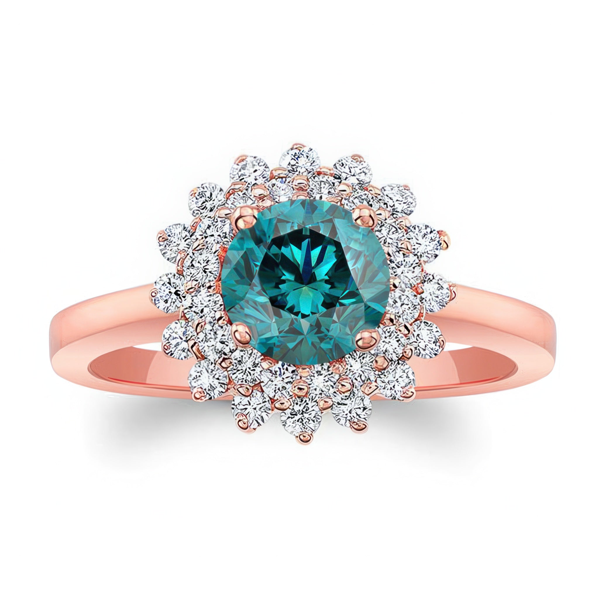 Starburst Blue And White Diamond Ring