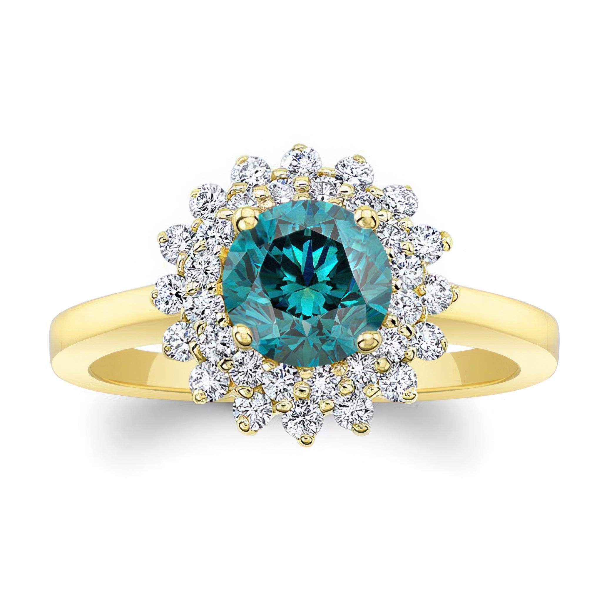 Starburst Blue And White Diamond Ring
