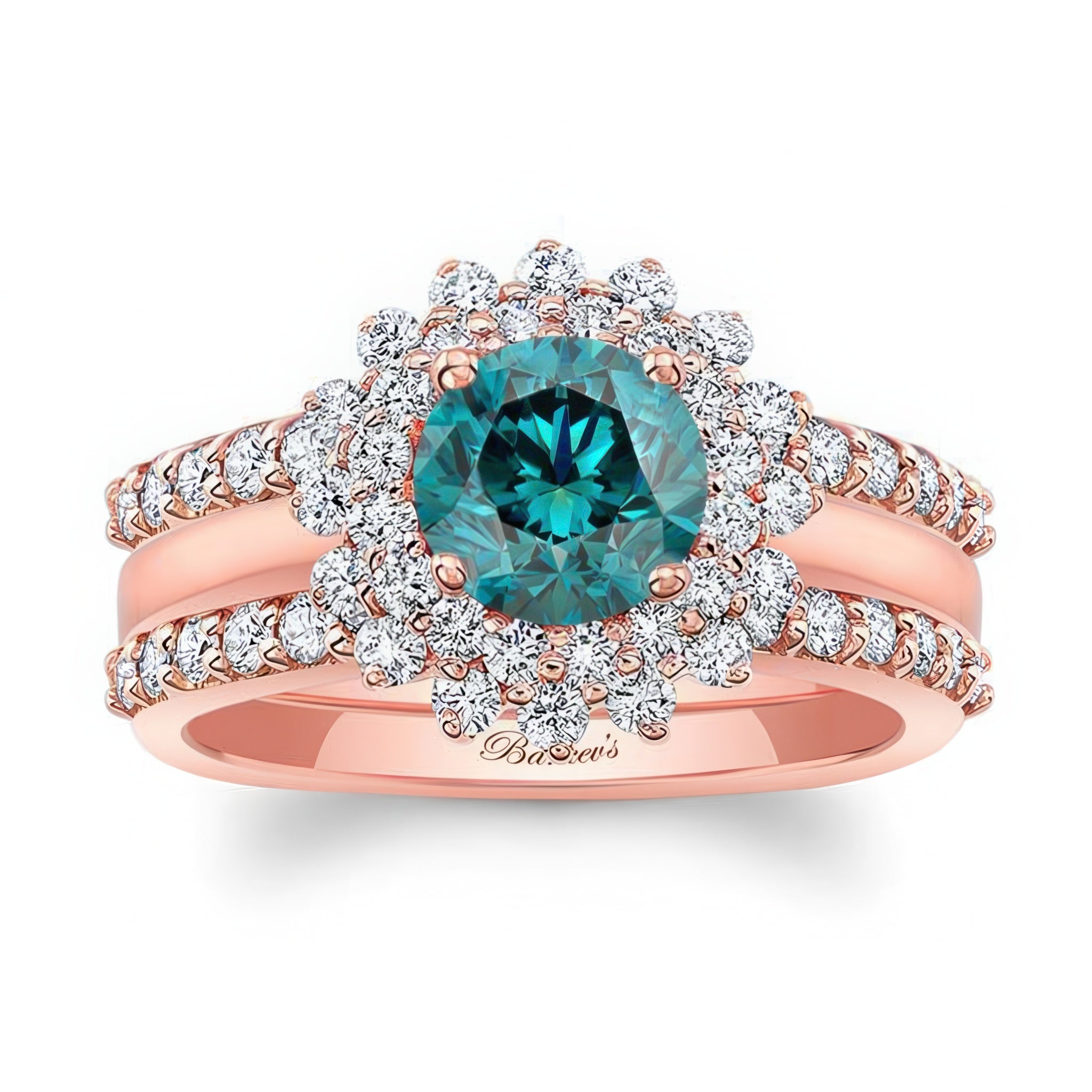 Starburst Blue And White Diamond Bridal Set With Two Bands