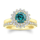 Starburst Blue And White Diamond Bridal Set