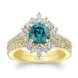 Marquise Halo Blue And White Diamond Wedding Set