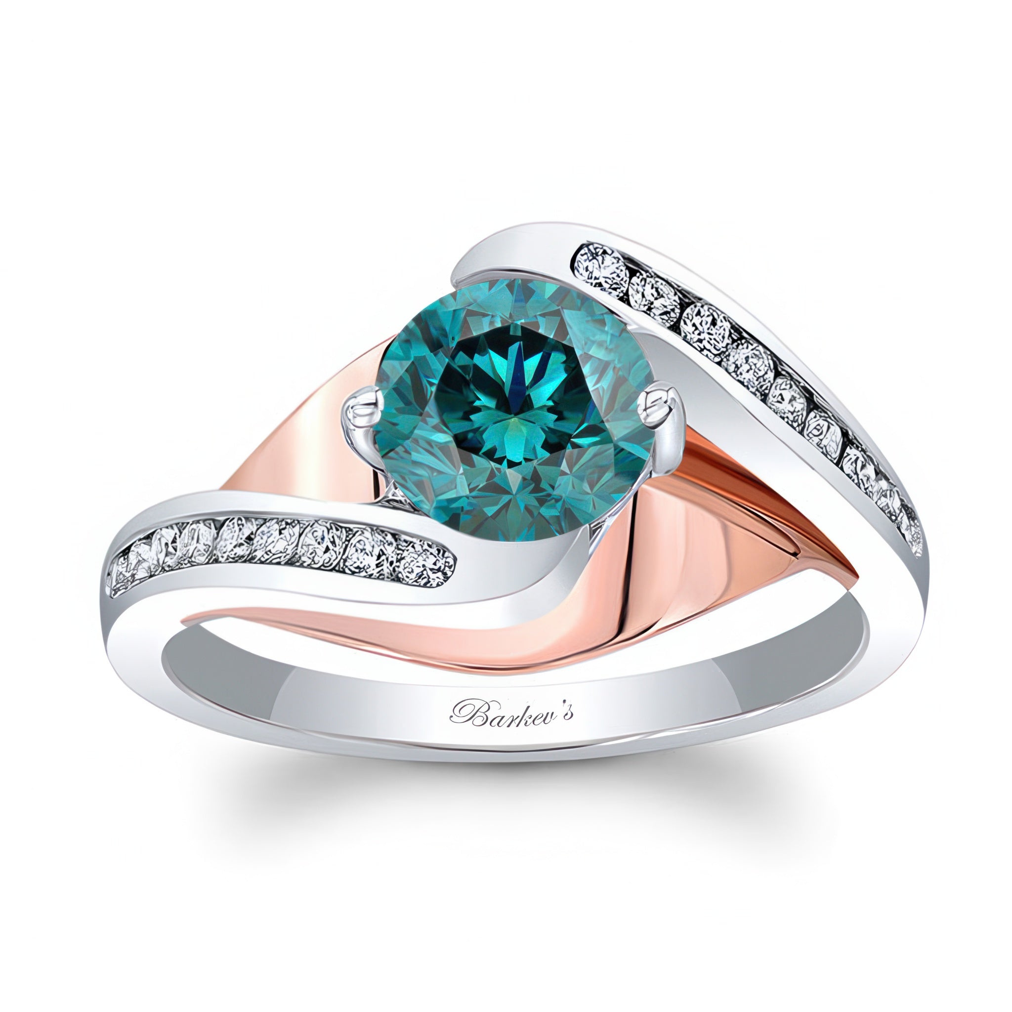 Split Shank Cathedral Blue And White Diamond Engagement Ring