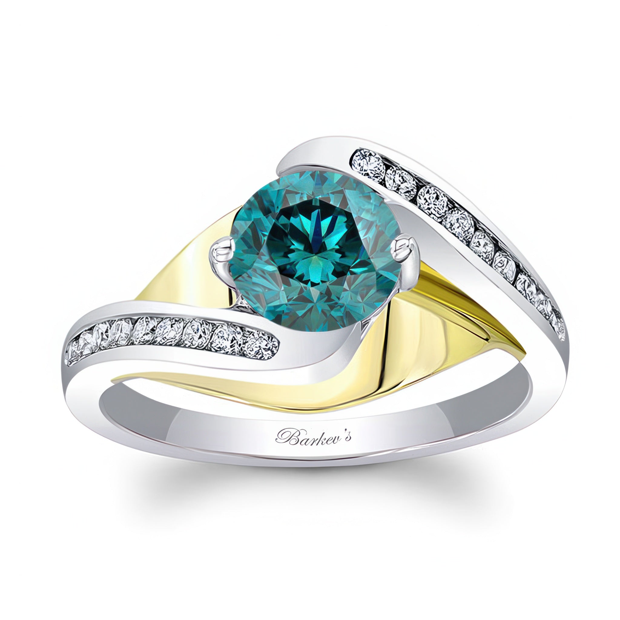 Split Shank Cathedral Blue And White Diamond Engagement Ring