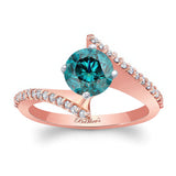 Modern Bypass Blue And White Diamond Engagement Ring