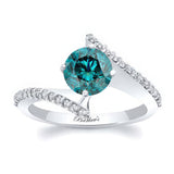 Modern Bypass Blue And White Diamond Engagement Ring