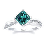 2 Carat Princess Cut Blue And White Diamond Twist Engagement Ring