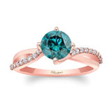 Twisted Blue And White Diamond Engagement Ring