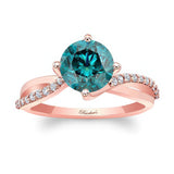 2 Carat Twisted Blue And White Diamond Engagement Ring