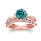 Twisted Blue And White Diamond Bridal Set