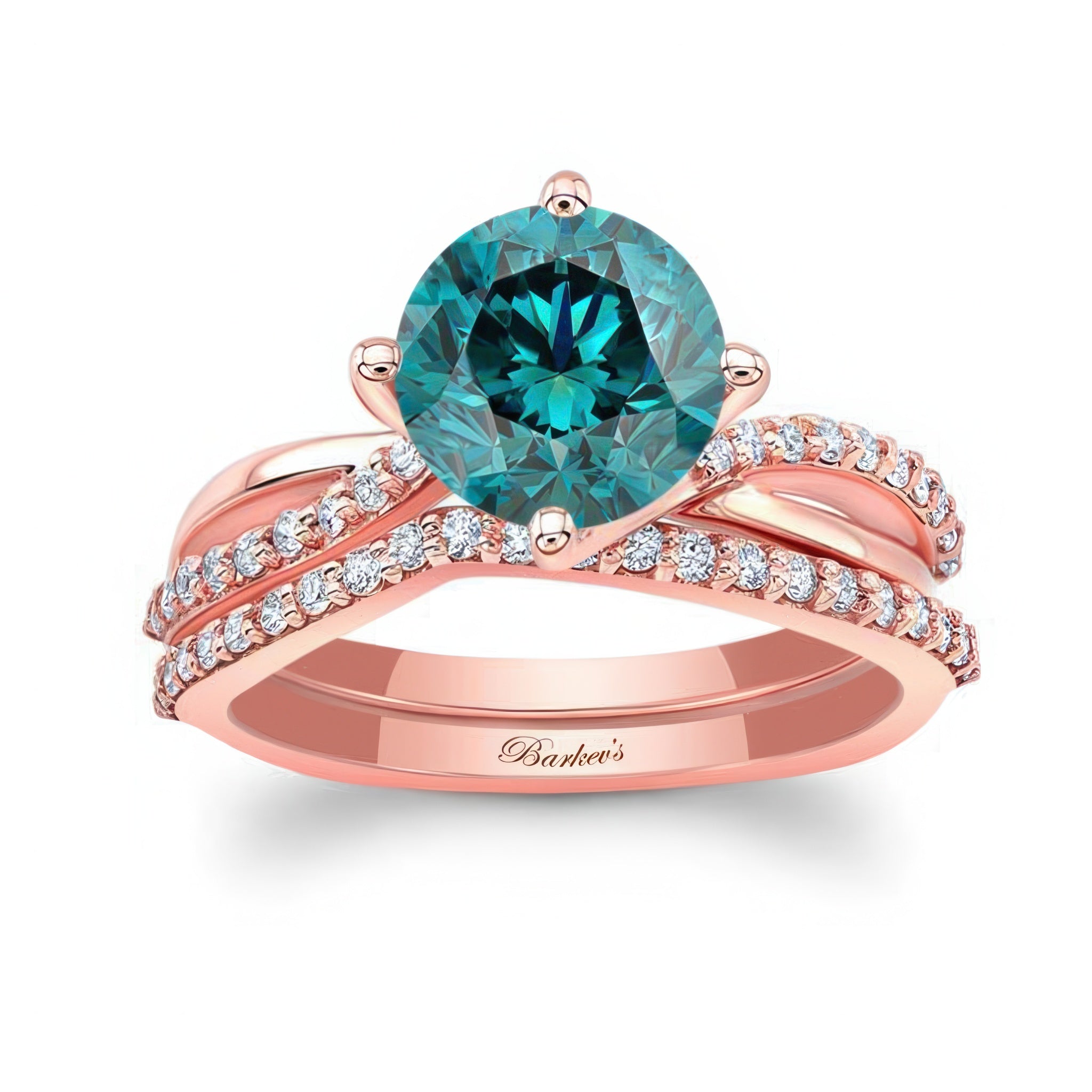 2 Carat Twisted Blue And White Diamond Bridal Set