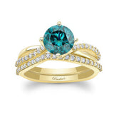Twisted Blue And White Diamond Bridal Set