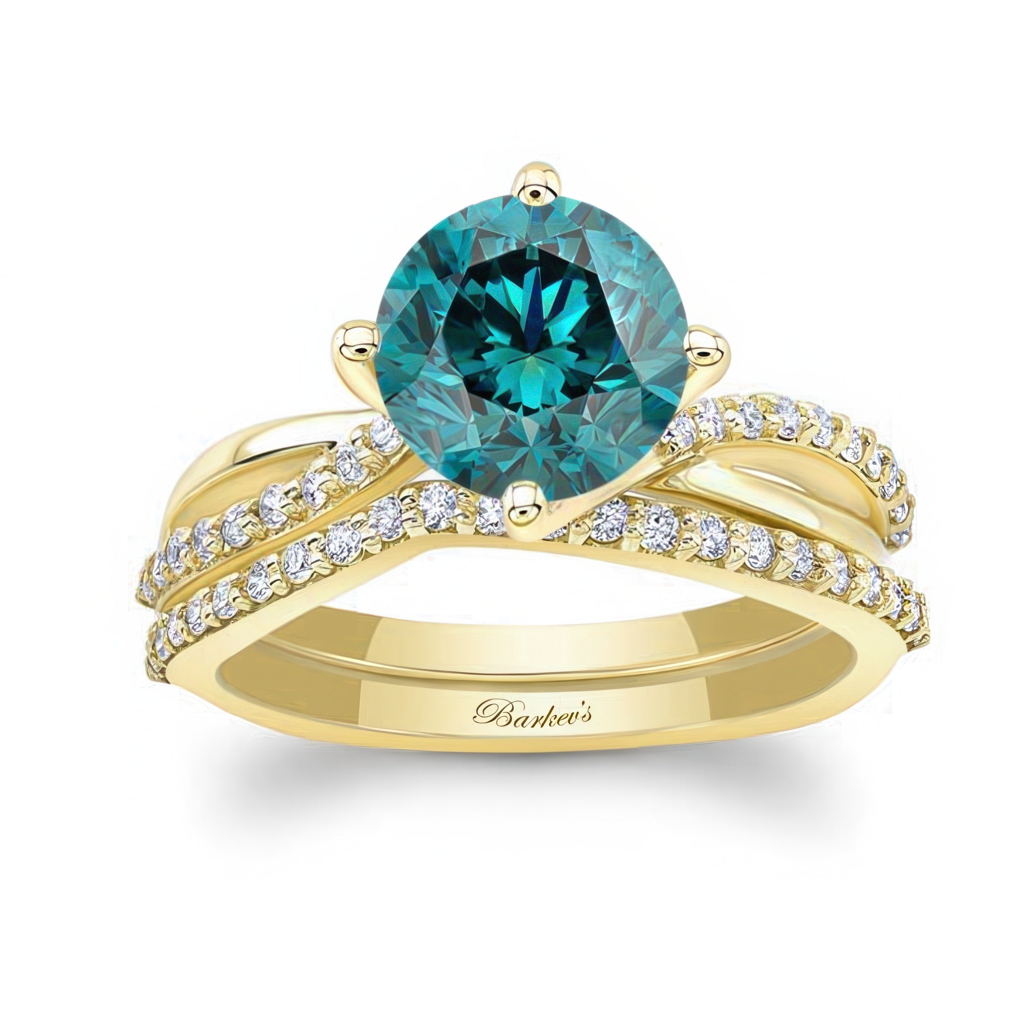2 Carat Twisted Blue And White Diamond Bridal Set