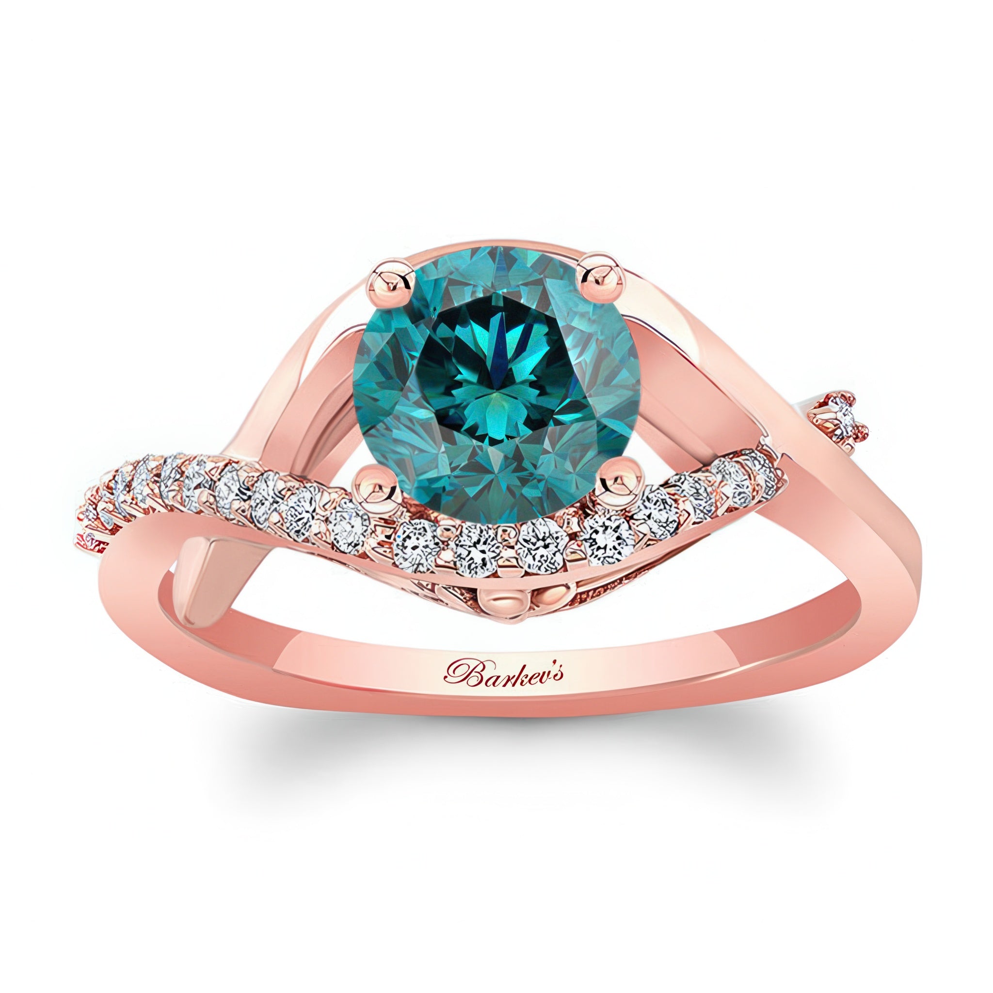 Criss Cross Blue And White Diamond Engagement Ring