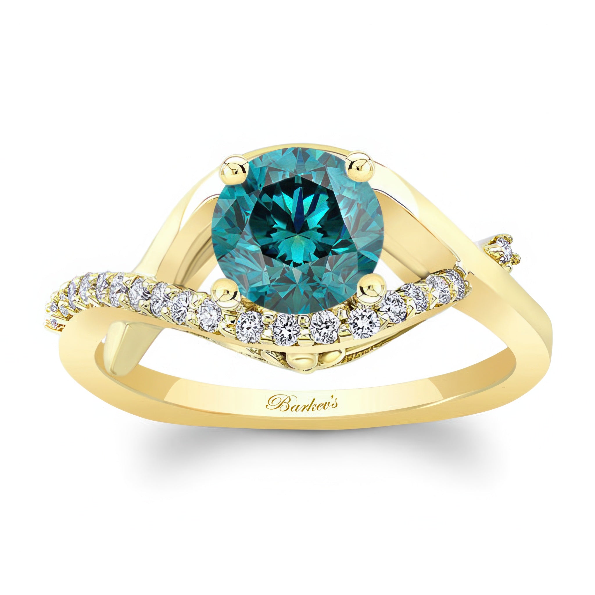 Criss Cross Blue And White Diamond Engagement Ring