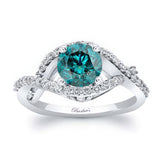 Criss Cross Blue And White Diamond Ring