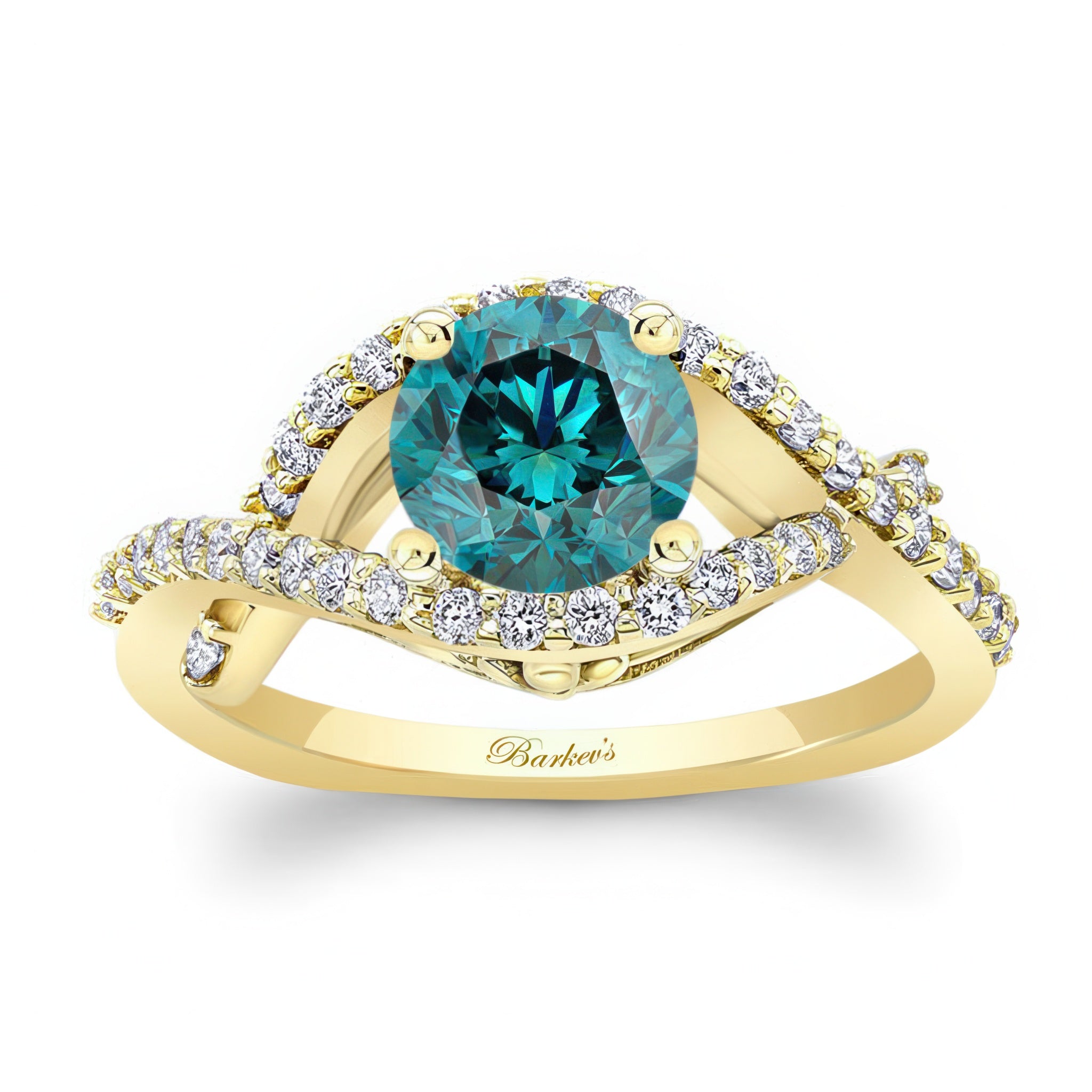 Criss Cross Blue And White Diamond Ring