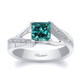Princess Cut Blue And White Diamond Pave Ring