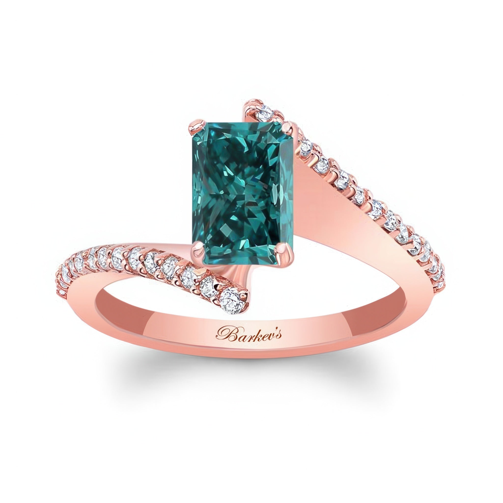 Radiant Cut Blue And White Diamond Pave Engagement Ring