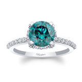 Blue And White Diamond Hidden Halo Ring