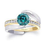 Interlocking Blue And White Diamond Wedding Ring Set
