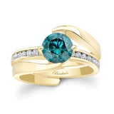 Interlocking Blue And White Diamond Wedding Ring Set