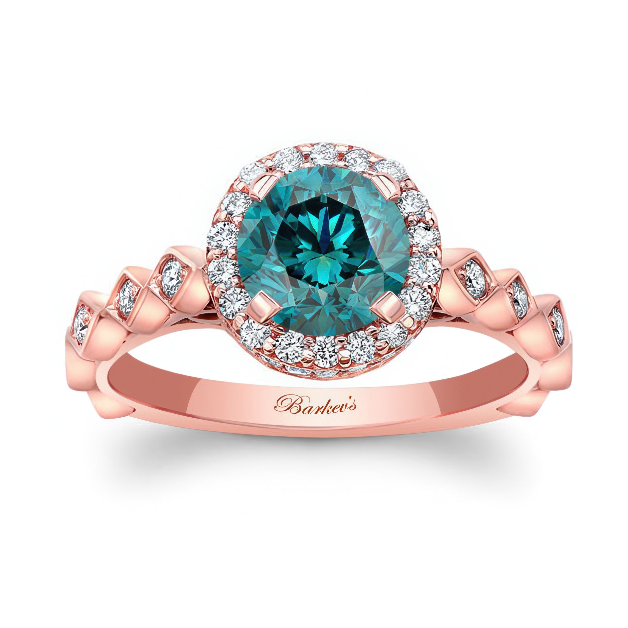 Vintage Halo Blue And White Diamond Ring