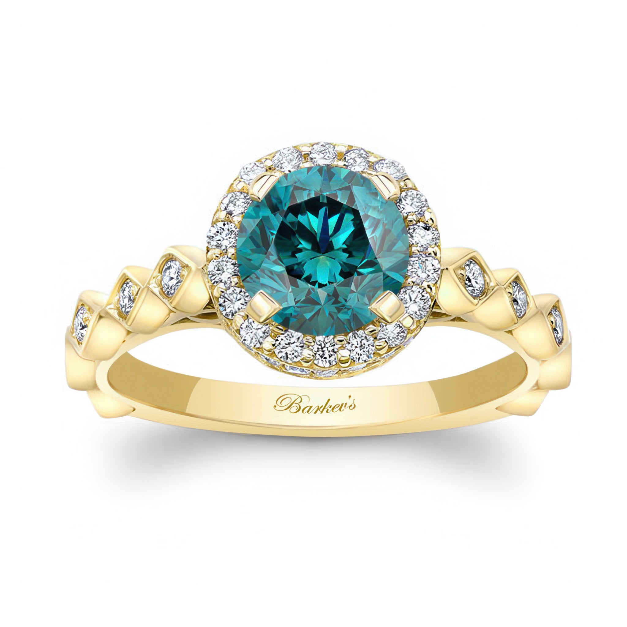 Vintage Halo Blue And White Diamond Ring