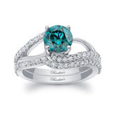 Split Shank Blue And White Diamond Bridal Set