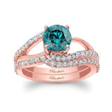 Split Shank Blue And White Diamond Bridal Set
