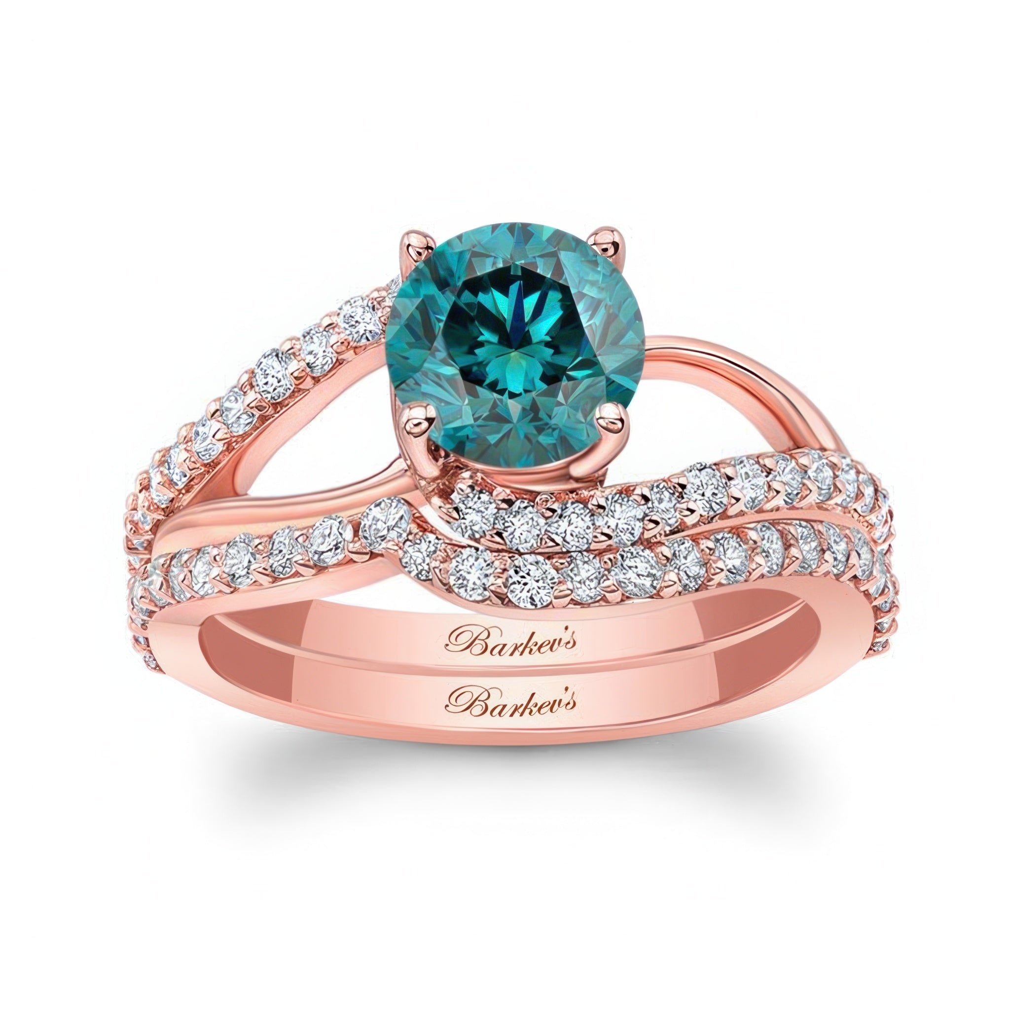 Split Shank Blue And White Diamond Bridal Set