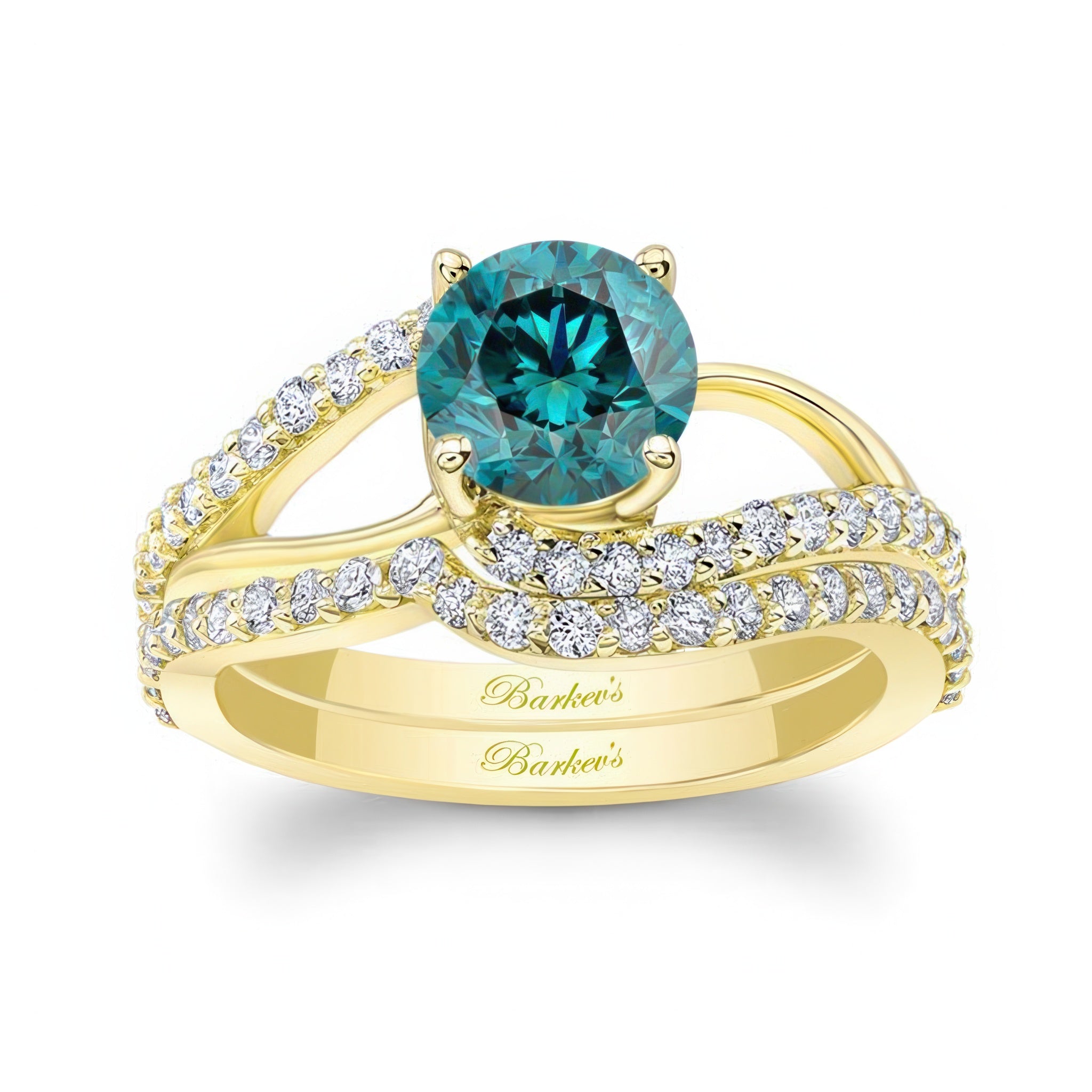 Split Shank Blue And White Diamond Bridal Set
