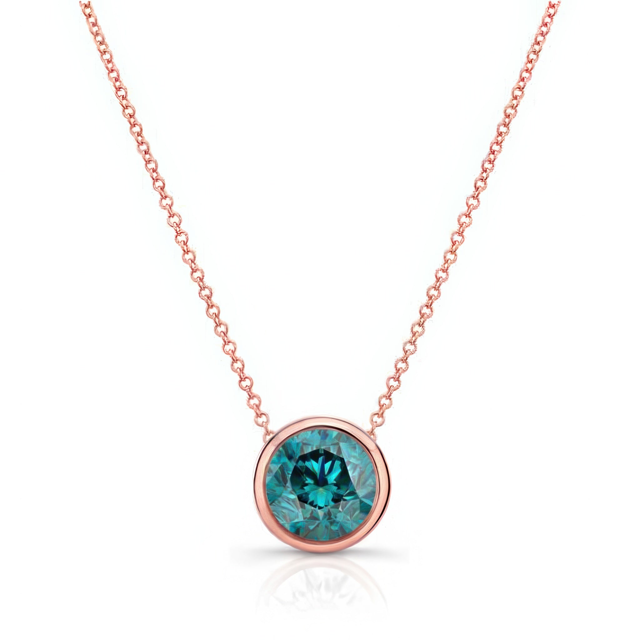 Bezel Blue Diamond Necklace