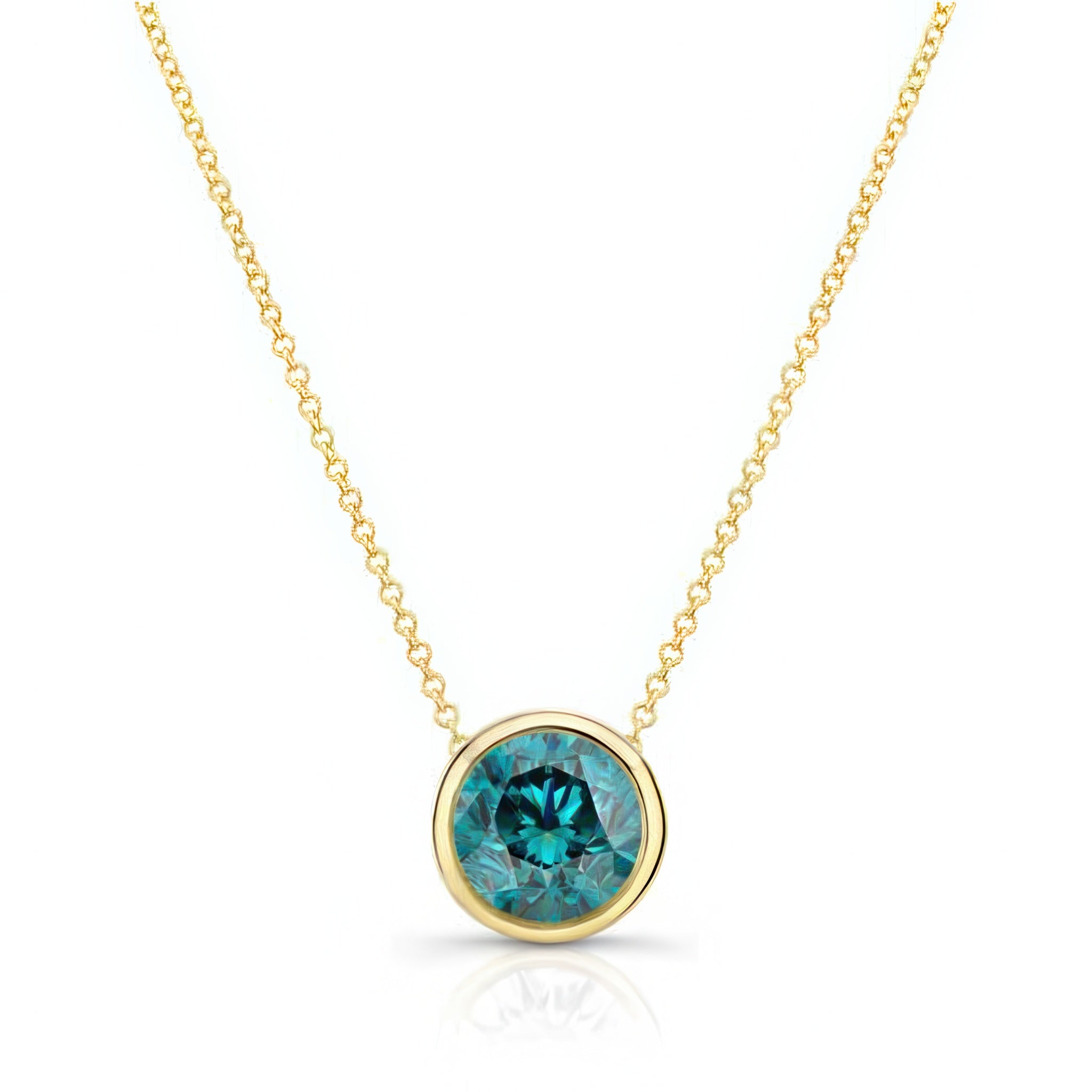 Bezel Blue Diamond Necklace