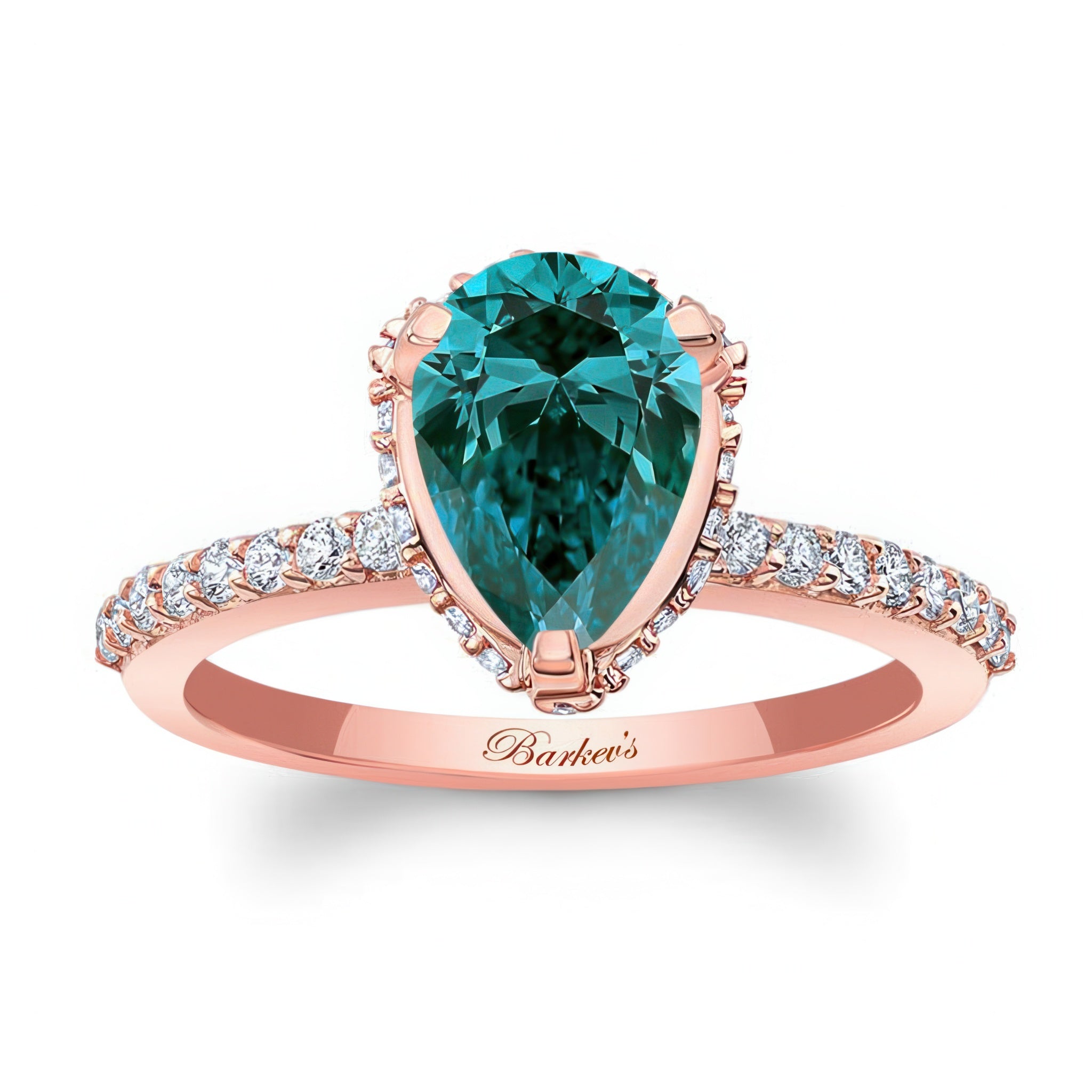 Teardrop Blue And White Diamond Engagement Ring