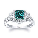 Vintage Three Stone Blue And White Diamond Engagement Ring